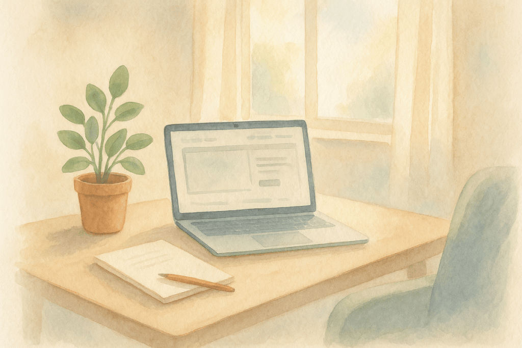 Therapist office with laptop open